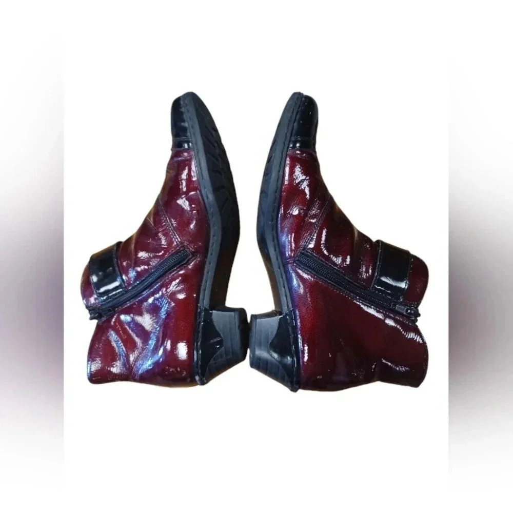 Rieker Red And  Black Zip Up Ankle Boots Size 39 - Picture 7 of 10